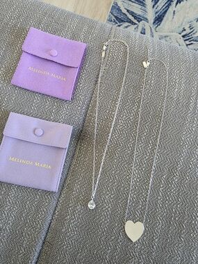 Melinda Maria Silver Heart and Disc Pendant Necklaces